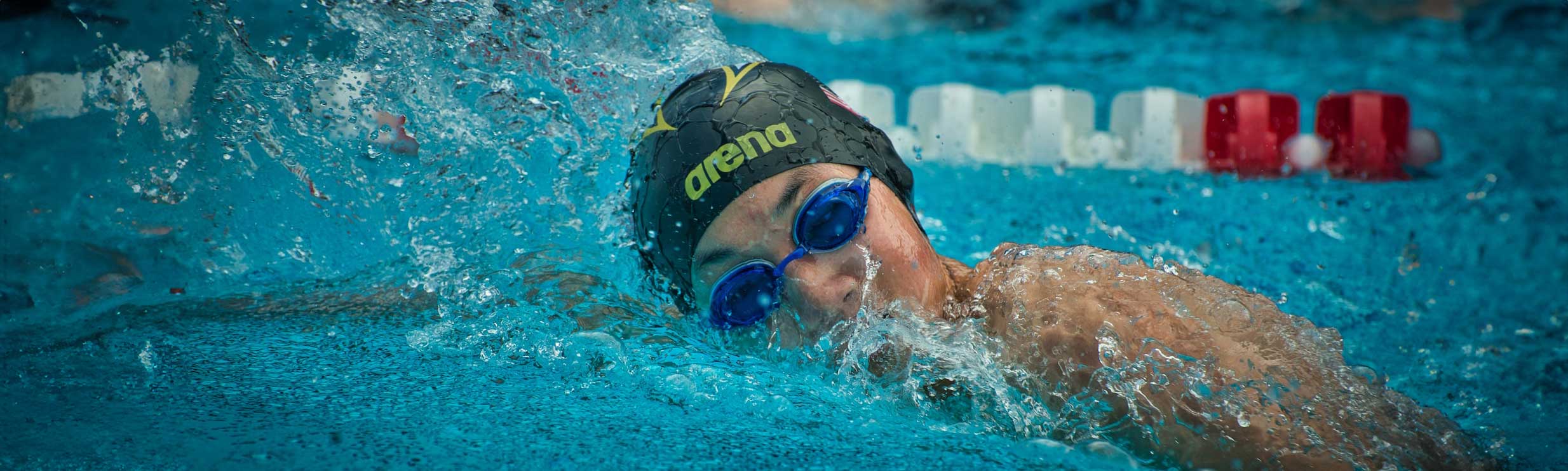 Close up of swimmer in water 