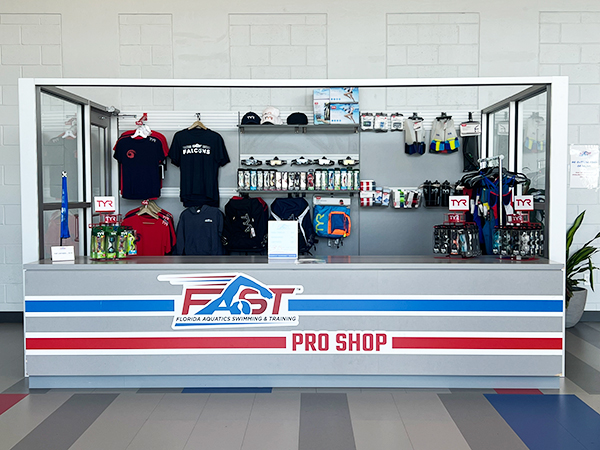 The pro shop at the FAST Aquatic Center in Ocala, FL