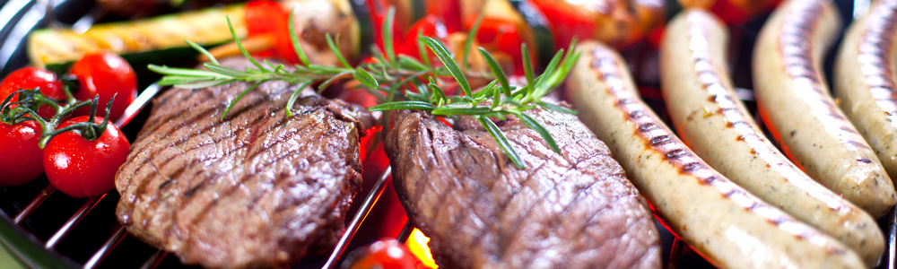 An assortment of grilled meats and vegetables