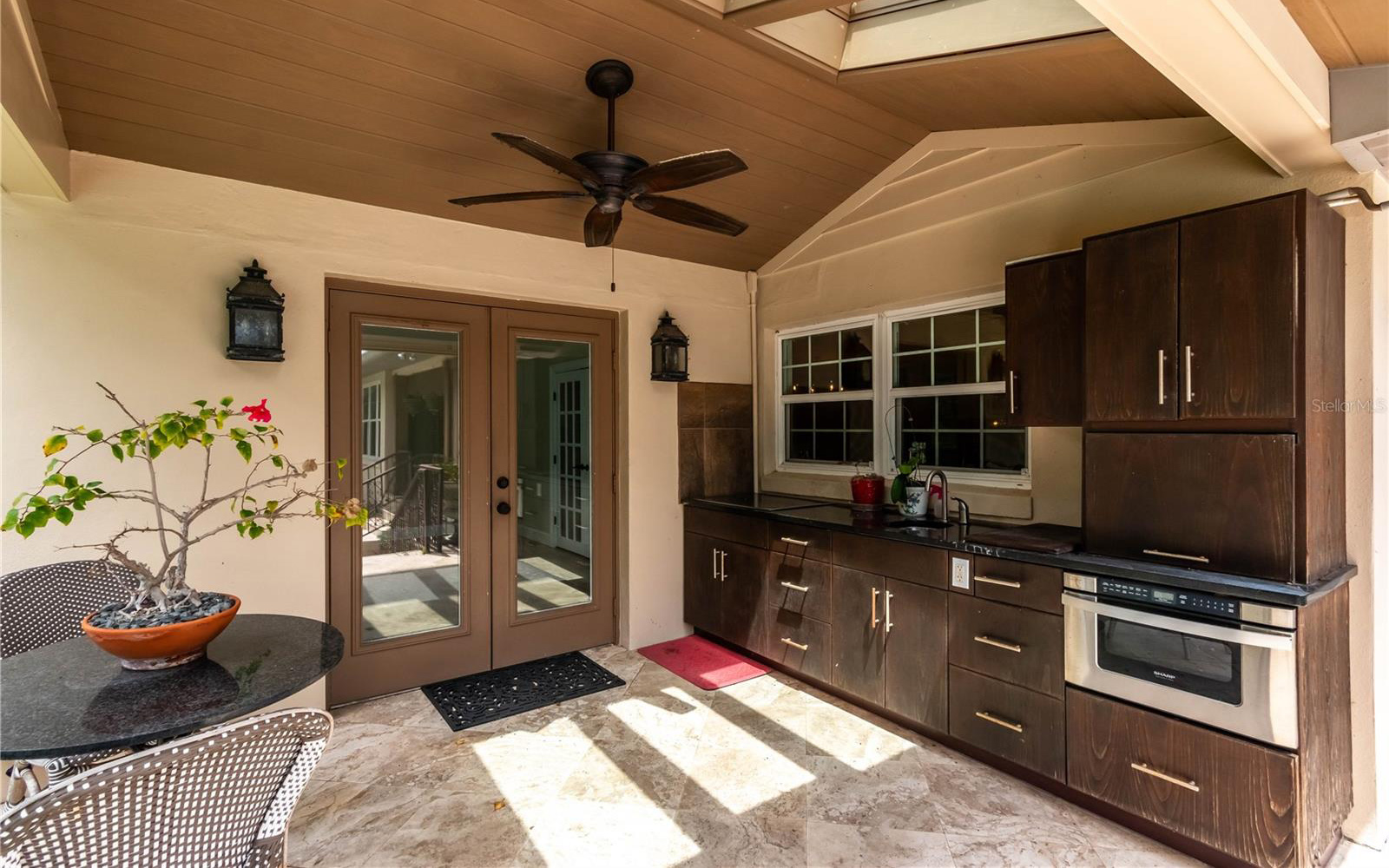The outdoor kitchen at River Mist Farm
