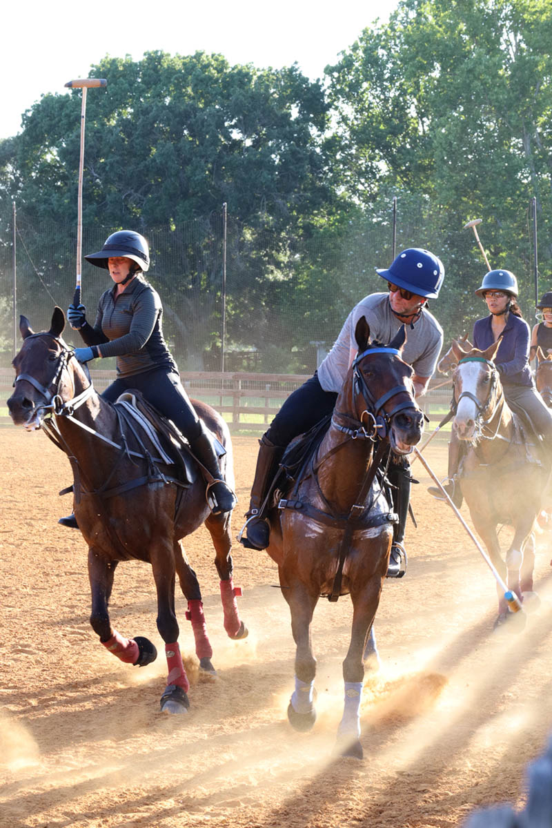 Dana playing polo